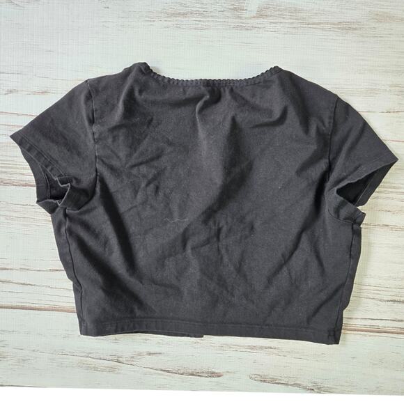 Savage X Fenty Black Button Scoop Neck Cop Top sz L - Picture 5 of 5